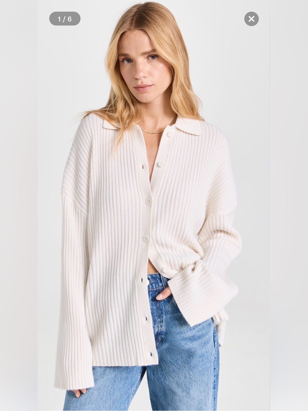 *NWT* Reformation Fantino Cashmere Collared Cardigan Gossamer - Size XS